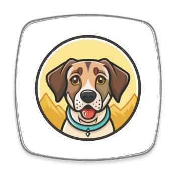 Mountain Cur Hund Rasse Cartoon Kawaii Clipart Haustier - Viereckiger Kühlschrankmagnet - Weiß - Vorne
