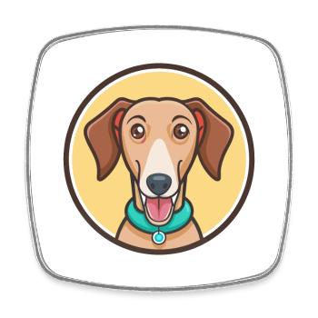 Mudhol Hound Chien Race Dessin animé Kawaii Clipart Animal de compagnie - Magnet carré - blanc - Devant