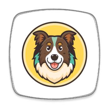 Picardie Schäferhund Hund Rasse Cartoon Kawaii Clipart - Viereckiger Kühlschrankmagnet - Weiß - Vorne