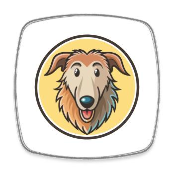 Pampas Deerhound Dog Breed Cartoon Kawaii Clipart - Square fridge magnet - white - Front