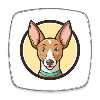 Dessin animé Kawaii de la race de chien Podenco Valenciano - Magnet carré - blanc - Devant