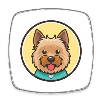 Norwich Terrier Dog Breed Cartoon Kawaii Clipart - Square fridge magnet - white - Front