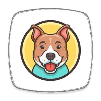 Pitbull Chien Race Dessin Animé Personnage Kawaii Clipart - Magnet carré - blanc - Devant