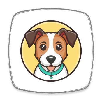 Parson Russell Terrier Dog Breed Cartoon Kawaii - Square fridge magnet - white - Front