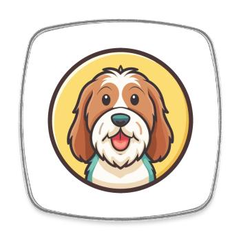 Petit Basset Griffon Vendéen Chien Race Dessin Animé Animal - Magnet carré - blanc - Devant