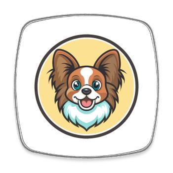 Papillon Hunderasse Bunte Karikatur Kawaii Clipart - Viereckiger Kühlschrankmagnet - Weiß - Vorne