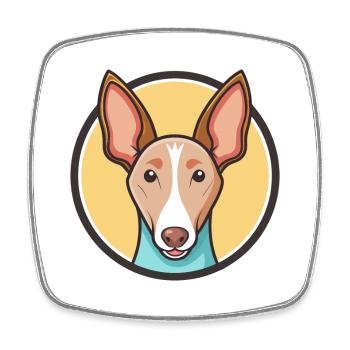 Dessin animé kawaii de la race de chien Podenco Andaluz - Magnet carré - blanc - Devant