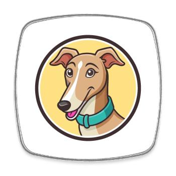 Polnischer Windhund, Hunderasse, Cartoon, Kawaii Clipart - Viereckiger Kühlschrankmagnet - Weiß - Vorne