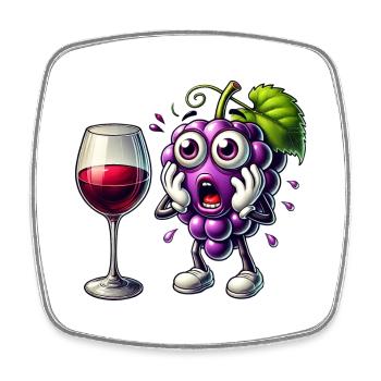 Funny wine grape design - Square fridge magnet - white - Front