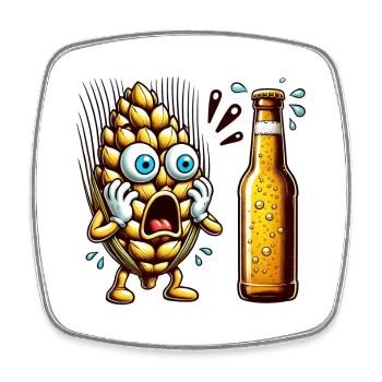 Design amusant de houblon à bière - Magnet carré - blanc - Devant
