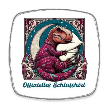 T-Rex Schlafen Offizielles Schlafshirt Geschenk - Viereckiger Kühlschrankmagnet - Weiß - Vorne