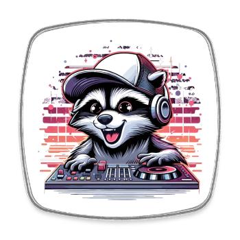 Wachbär DJ DJane Musik auflegen Geschenk - Viereckiger Kühlschrankmagnet - Weiß - Vorne