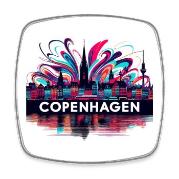 Copenhagen Capital Denmark Gift - Square fridge magnet - white - Front
