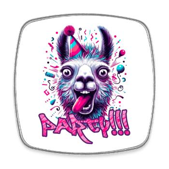 Party Llama Celebrate Gift - Square fridge magnet - white - Front