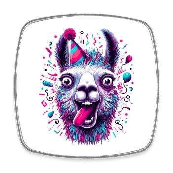 Party Llama Celebrate Gift - Square fridge magnet - white - Front