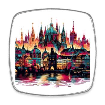 Prag Hauptstadt Tschechien Geschenk - Viereckiger Kühlschrankmagnet - Weiß - Vorne