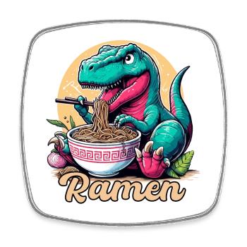 Cute T-Rex Ramen Dinosaur Gift - Square fridge magnet - white - Front