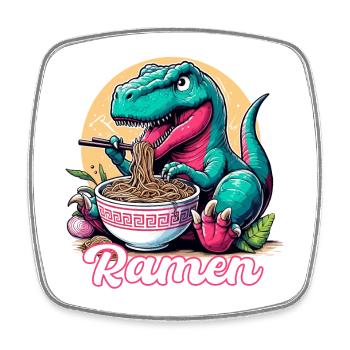Mignon T-Rex Ramen Dinosaure Cadeau - Magnet carré - blanc - Devant