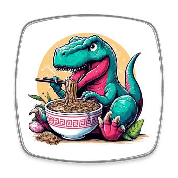 Mignon T-Rex Ramen Dino dinosaure cadeau - Magnet carré - blanc - Devant