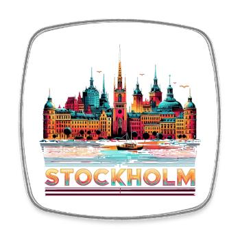 Stockholm Capital Sweden Gift - Square fridge magnet - white - Front