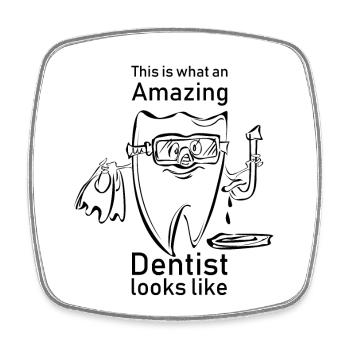 Funny saying as a gift for dentist. - Square fridge magnet - white - Front