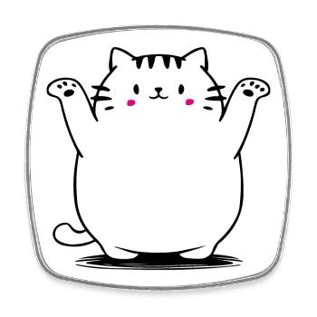 Chat mignon - Magnet carré - blanc - Devant