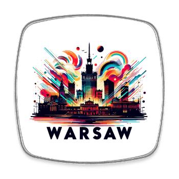 Warsaw Capital Poland Gift - Square fridge magnet - white - Front