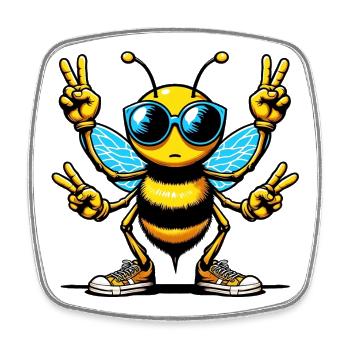 Abeille avec des lunettes de soleil - Magnet carré - blanc - Devant