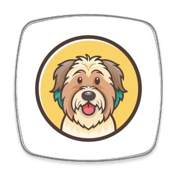 Berger des Pyrénées Race de chien Dessin animé Kawaii Clipart - Magnet carré - blanc - Devant