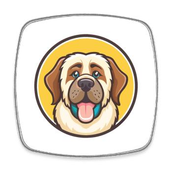Pyrenäenmastiff-Hunderasse-Cartoon-Kawaii-Clipart - Viereckiger Kühlschrankmagnet - Weiß - Vorne
