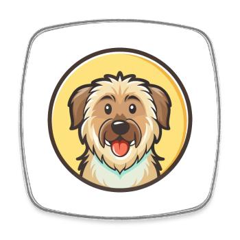 Berger des Pyrénées, race de chien, dessin animé kawaii - Magnet carré - blanc - Devant