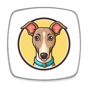 Rampur Windhund Hunderasse Cartoon Kawaii Clipart - Viereckiger Kühlschrankmagnet - Weiß - Vorne