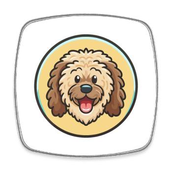 Puli Hunderasse Cartoon Kawaii Clipart Illustration - Viereckiger Kühlschrankmagnet - Weiß - Vorne