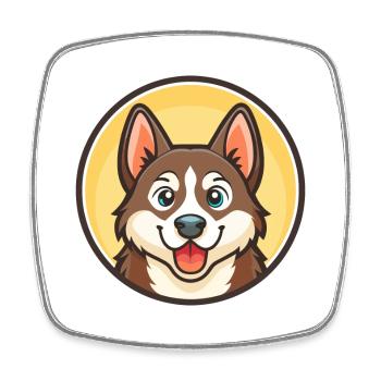 Russe Européen Laïka Chien Race Dessin Animé Kawaii - Magnet carré - blanc - Devant