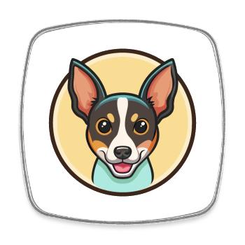 Rat Terrier Hunderasse Lustiger Cartoon Kawaii Clipart - Viereckiger Kühlschrankmagnet - Weiß - Vorne
