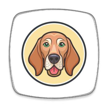 Redbone Coonhound Dog Breed Cartoon Kawaii Clipart - Square fridge magnet - white - Front