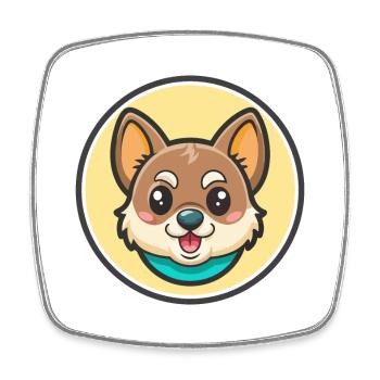 Russe Jouet Chien Race Drôle Dessin Animé Kawaii Clipart - Magnet carré - blanc - Devant