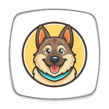 Chien d’élan suédois race chien dessin animé Kawaii Clipart - Magnet carré - blanc - Devant