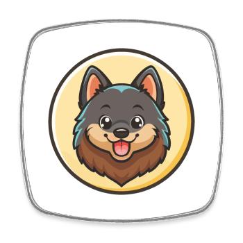 Schipperke Hunderasse Cartoon Kawaii Clipart Tier - Viereckiger Kühlschrankmagnet - Weiß - Vorne