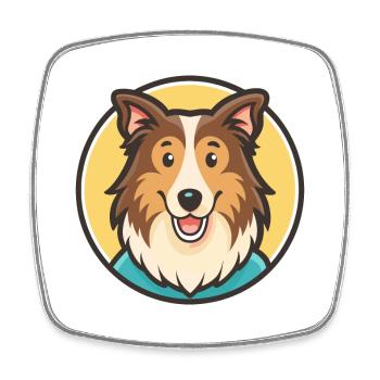 Scotch Collie Hunderasse Cartoon Kawaii Clipart Haustier - Viereckiger Kühlschrankmagnet - Weiß - Vorne