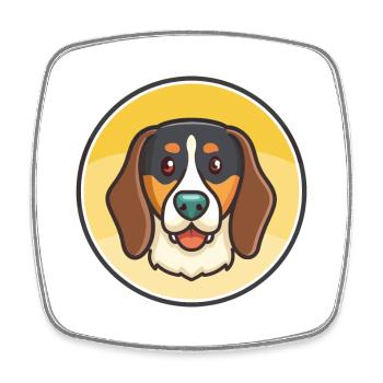 Serbischer dreifarbiger Jagdhund, Hunderasse Cartoon Kawaii - Viereckiger Kühlschrankmagnet - Weiß - Vorne