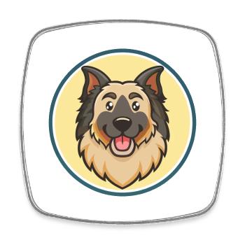 Romanian Raven Shepherd Dog Breed Cartoon Kawaii - Square fridge magnet - white - Front