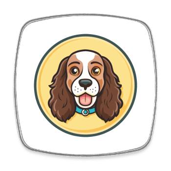 Russian Spaniel Dog Breed Cartoon Kawaii Clipart - Square fridge magnet - white - Front