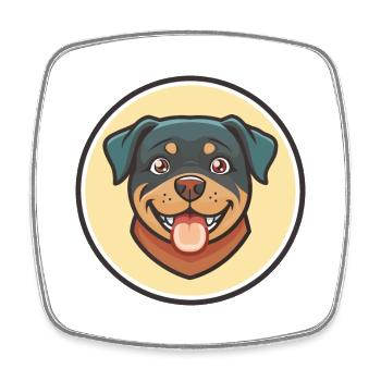 Rottweiler chien race dessin animé Kawaii Clipart Animal - Magnet carré - blanc - Devant