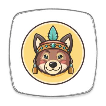 Salish Wolle Hund Rasse Lustige Karikatur Kawaii Clipart - Viereckiger Kühlschrankmagnet - Weiß - Vorne