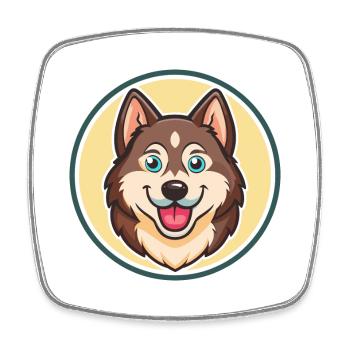 Chien de traîneau sibérien Seppala Race de chien Dessin animé Kawaii - Magnet carré - blanc - Devant