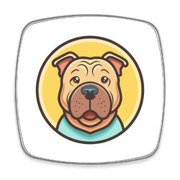Shar Pei Hunderasse Bunte Karikatur Kawaii Clipart - Viereckiger Kühlschrankmagnet - Weiß - Vorne