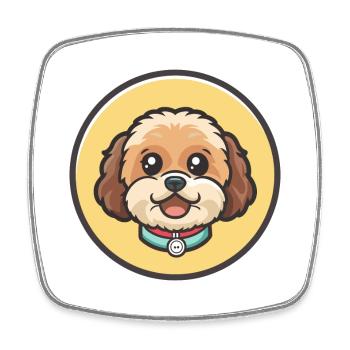 ShihPoo Hunderasse Cartoon Figur Kawaii Clipart - Viereckiger Kühlschrankmagnet - Weiß - Vorne