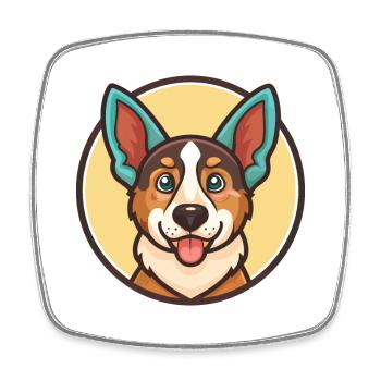 Russian Harlequin Hound Dog Breed Cartoon Kawaii - Square fridge magnet - white - Front