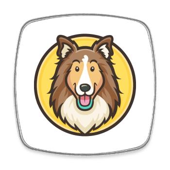 Rough Collie Dog Breed Cartoon Kawaii Clipart Pet - Square fridge magnet - white - Front
